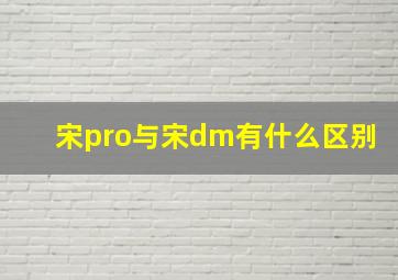 宋pro与宋dm有什么区别