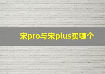 宋pro与宋plus买哪个