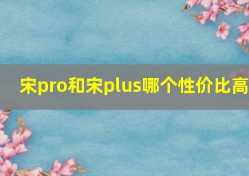 宋pro和宋plus哪个性价比高