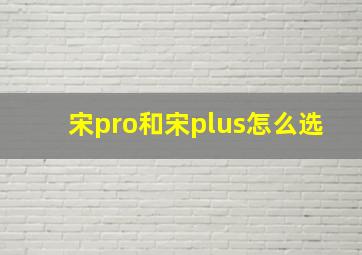 宋pro和宋plus怎么选