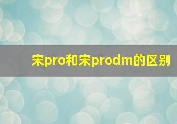 宋pro和宋prodm的区别