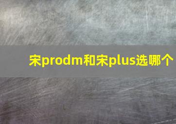 宋prodm和宋plus选哪个