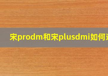 宋prodm和宋plusdmi如何选择