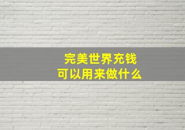 完美世界充钱可以用来做什么