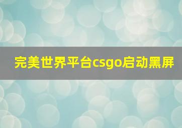 完美世界平台csgo启动黑屏