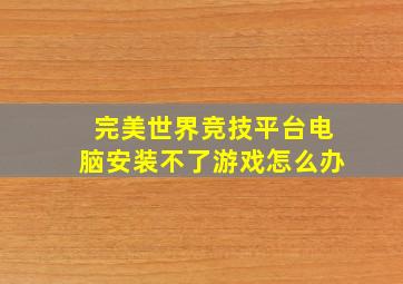 完美世界竞技平台电脑安装不了游戏怎么办