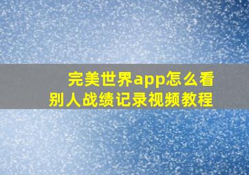 完美世界app怎么看别人战绩记录视频教程