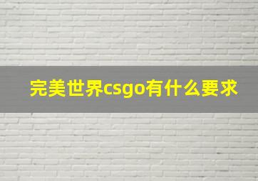 完美世界csgo有什么要求