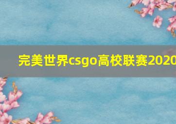 完美世界csgo高校联赛2020