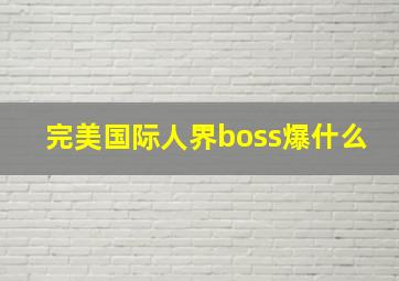 完美国际人界boss爆什么