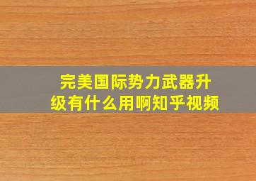 完美国际势力武器升级有什么用啊知乎视频