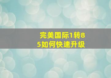 完美国际1转85如何快速升级