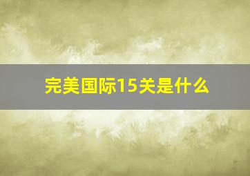 完美国际15关是什么