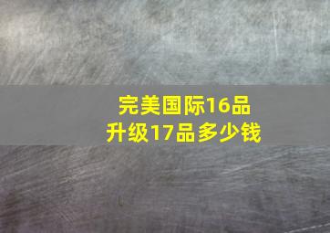 完美国际16品升级17品多少钱