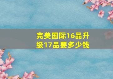 完美国际16品升级17品要多少钱