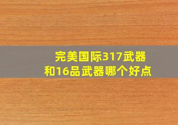 完美国际317武器和16品武器哪个好点