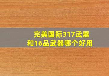 完美国际317武器和16品武器哪个好用