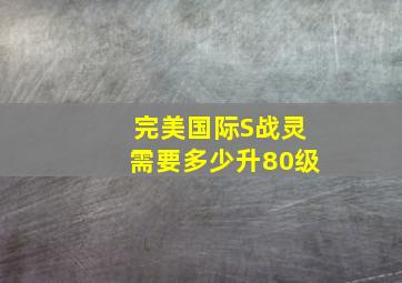 完美国际S战灵需要多少升80级