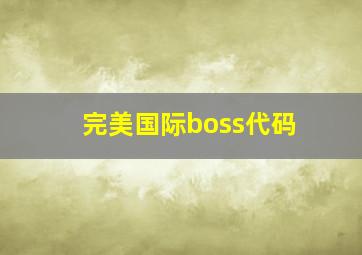 完美国际boss代码