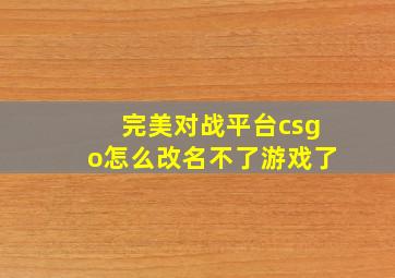 完美对战平台csgo怎么改名不了游戏了