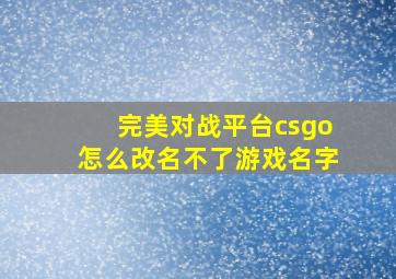 完美对战平台csgo怎么改名不了游戏名字