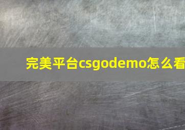 完美平台csgodemo怎么看