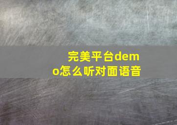 完美平台demo怎么听对面语音