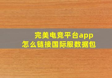 完美电竞平台app怎么链接国际服数据包