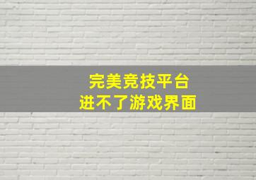 完美竞技平台进不了游戏界面