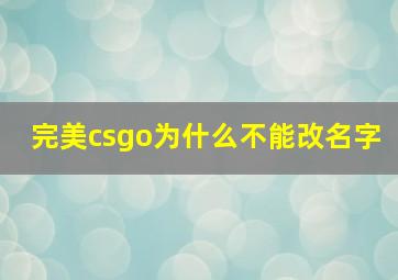 完美csgo为什么不能改名字