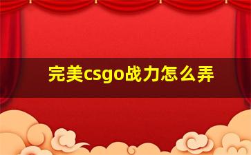 完美csgo战力怎么弄