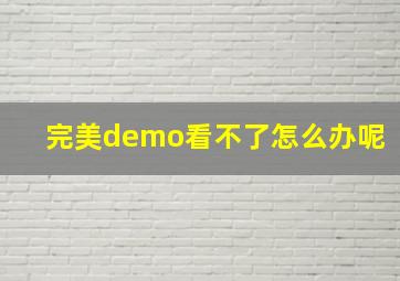 完美demo看不了怎么办呢