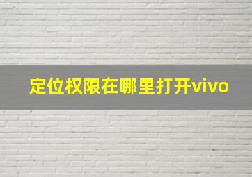 定位权限在哪里打开vivo