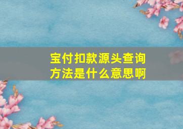 宝付扣款源头查询方法是什么意思啊