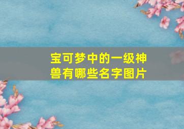 宝可梦中的一级神兽有哪些名字图片