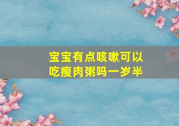 宝宝有点咳嗽可以吃瘦肉粥吗一岁半