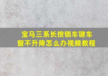 宝马三系长按锁车键车窗不升降怎么办视频教程