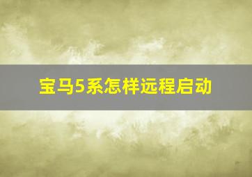 宝马5系怎样远程启动