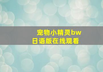 宠物小精灵bw日语版在线观看