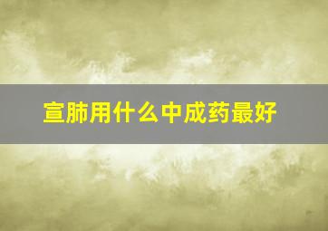 宣肺用什么中成药最好