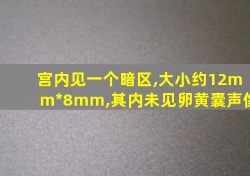 宫内见一个暗区,大小约12mm*8mm,其内未见卵黄囊声像