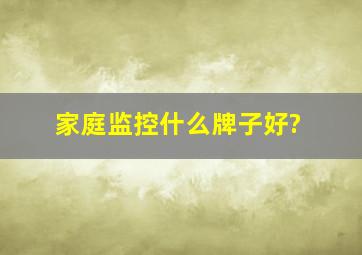 家庭监控什么牌子好?