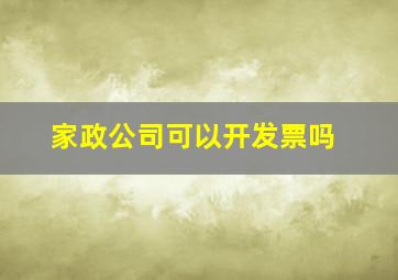 家政公司可以开发票吗