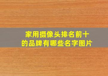 家用摄像头排名前十的品牌有哪些名字图片