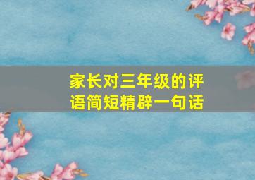 家长对三年级的评语简短精辟一句话