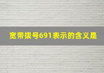 宽带拨号691表示的含义是