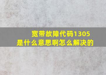 宽带故障代码1305是什么意思啊怎么解决的