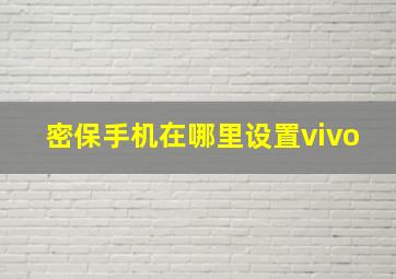 密保手机在哪里设置vivo