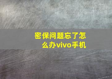 密保问题忘了怎么办vivo手机