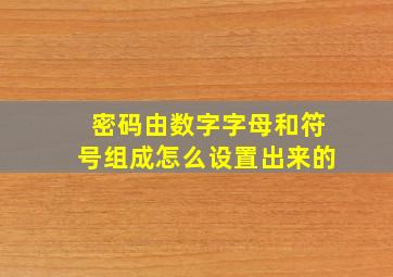 密码由数字字母和符号组成怎么设置出来的